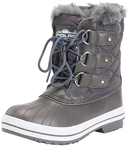 Mujer Nieve Bota Nylon Corto Nieve Lluvia Caliente Impermeable Botas - Gris - 36