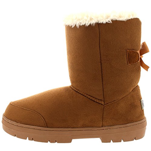 Mujer Un Arco De Piel Clásico De Altura Impermeable Invierno Rain Nieve Botas - Marrón Claro - 38