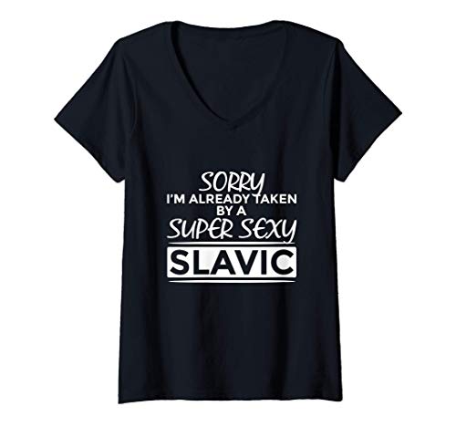 Mujer Ya tomado por un eslavo súper sexy Camiseta Cuello V