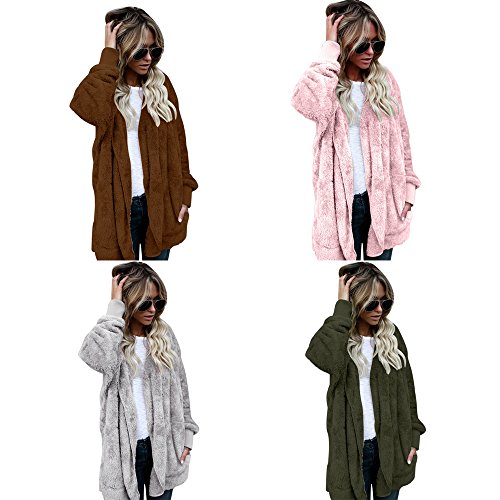 Mujeres Abrigo con Capucha de Abrigo Largo Manga Larga Chaqueta Sudaderas Parka Outwear Casual Cárdigan Capa Hoodie de Lana riou