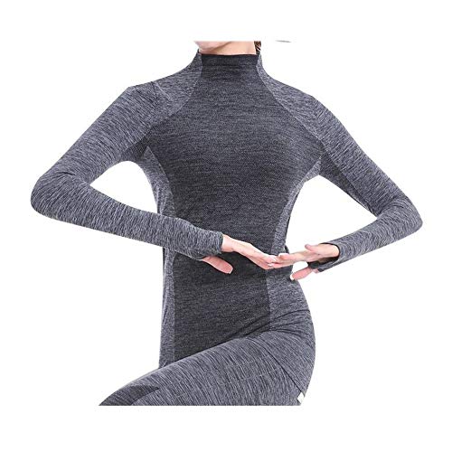 Mujeres De La Gimnasia Delgado Cerrado-fit Teñido De Manga Larga Camisas De La Yoga Fitness Ropa Deportiva Hoodies Correr TES De Las Tapas lyq&Shirts (Color : Gray, Size : L)