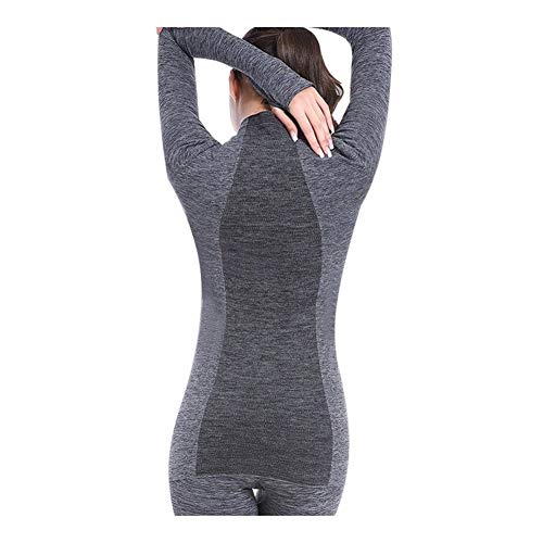 Mujeres De La Gimnasia Delgado Cerrado-fit Teñido De Manga Larga Camisas De La Yoga Fitness Ropa Deportiva Hoodies Correr TES De Las Tapas lyq&Shirts (Color : Gray, Size : L)