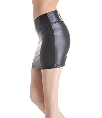 Mujeres Verano Bajo El Calzado Zapato De Las Señoras Mode De Marca Paquete De Cuero Patentado Falda De Cuero Mini Falda Falda En Cuero Look Wet Look Negro Moda Slim Fit Faldas Cortas