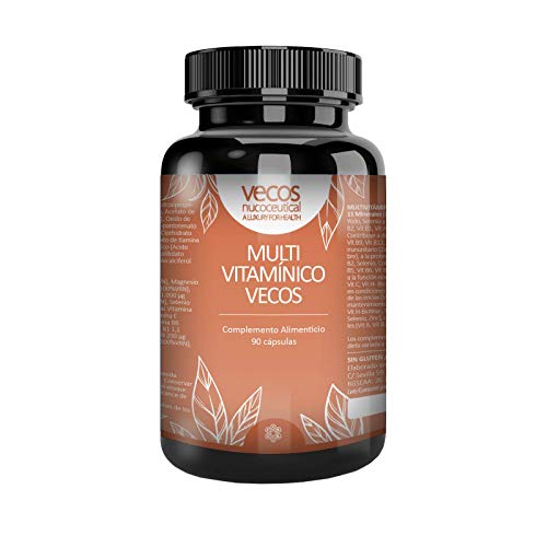 Multivitaminas Vecos para complementar tu dieta y reforzar tu sistema inmune – Complejo vitamínico con 11 minerales y oligoelementos para activar y mantener nuestra energía – 90 cápsulas vegetales