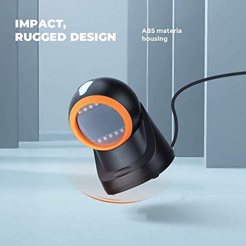 MUNBYN Lector de Código de Barras 1D / 2D Omnidireccional, Escanér Automáticamente Barcode Scanner con Lente Angulo Ajustable para Windows/Linux/Mac (No Soporte Código de Barras médico)