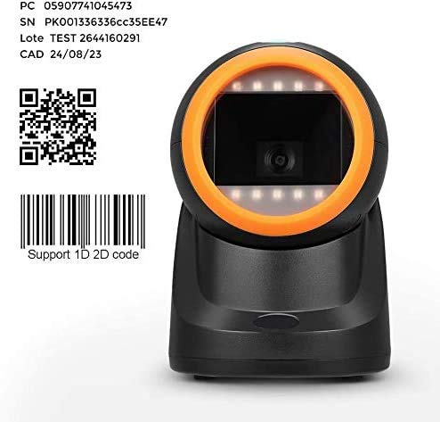 MUNBYN Lector de Código de Barras 1D / 2D Omnidireccional, Escanér Automáticamente Barcode Scanner con Lente Angulo Ajustable para Windows/Linux/Mac (No Soporte Código de Barras médico)