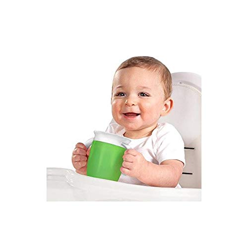Munchkin Miracle 360° - Vaso de entrenamiento antiderrames con asas, verde, 207 ml