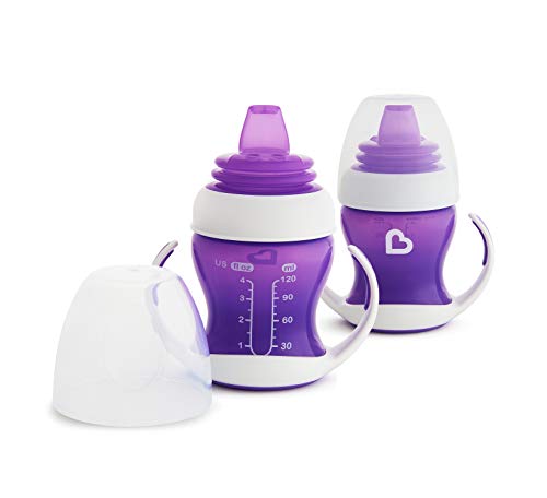 Munchkin - Vaso de Transición con Boquilla Blanda, 4oz / 118 ml, Morado, pack de 2