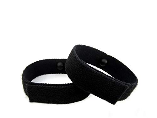 Muñequeras de acupresión para las náuseas, el mareo por movimiento (par) Negro de gran tamaño