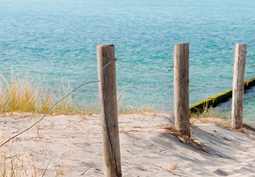 murando - Cuadro en Lienzo 200x100 cm Mare Costa Impresión de 5 Piezas Material Tejido no Tejido Impresión Artística Imagen Gráfica Decoracion de Pared Naturaleza Paisaje c-B-0051-b-n