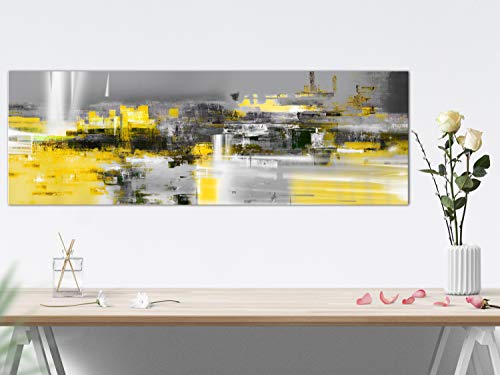 murando Cuadro en Lienzo Abstracto 150x50 cm 1 Parte impresión en Material Tejido no Tejido Cuadro de Pared impresión artística fotografía Imagen gráfica decoración - Gris Amarillo a-A-0515-b-a