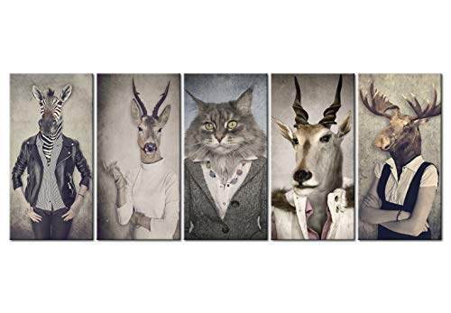 murando - Cuadro en Lienzo Ciervo 225x90 cm Impresión de 5 Piezas Material Tejido no Tejido Impresión Artística Imagen Gráfica Decoracion de Pared Naturaleza Animale Paisaje g-B-0041-b-m