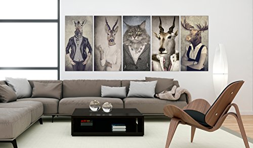 murando - Cuadro en Lienzo Ciervo 225x90 cm Impresión de 5 Piezas Material Tejido no Tejido Impresión Artística Imagen Gráfica Decoracion de Pared Naturaleza Animale Paisaje g-B-0041-b-m