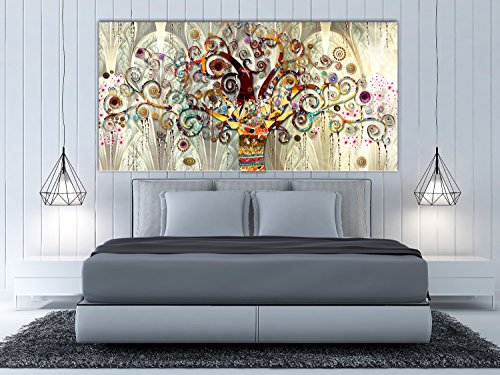 murando Cuadro en Lienzo Gustav Klimt 120x60 cm - 1 Parte Impresión en Material Tejido no Tejido Impresión Artística Imagen Gráfica Decoracion de Pared Arbol Piedras Arte l-A-0033-b-a