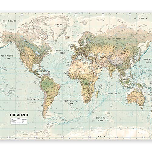 murando Fotomurales 350x256 cm XXL Papel pintado tejido no tejido Decoración de Pared decorativos Murales moderna de Diseno Fotográfico Mapamundi Mapa del mundo k-a-0091-a-d