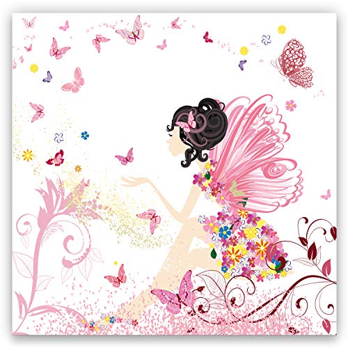 murimage Papel Pintado Infantil 274 x 254 cm Incluyendo Pegamento Fotomurales viveros Hada Flores Mariposas Chicas kínder Rosa niñas