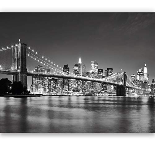 murimage Papel Pintado New York 366 x 254 cm Incluyendo Pegamento Fotomurales Manhattan Arquitectura Estados Unidos Ciudad USA Vista 3D Puente Brooklyn Bridge