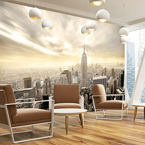 murimage Papel Pintado New York 366 x 254 cm Incluyendo Pegamento Fotomurales Manhattan Skyline Vista 3D Ciudad Paisaje Urbano EE.UU. Oficina
