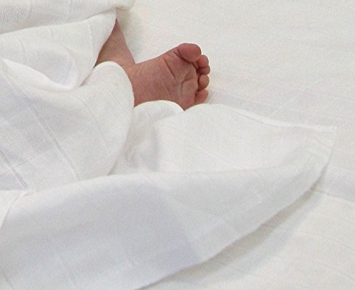 MuslinZ 6PK Luxury Bamboo/Organic Cotton Muslin Squares 70x70cm White