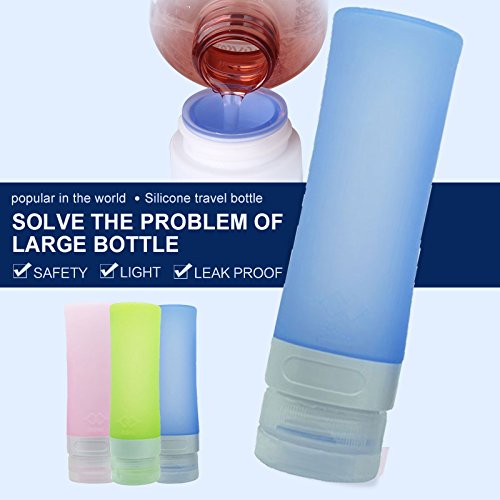 MUUZONING Botellas de Viaje de Silicona, 100% BPA Gratis Recipientes rellenables portátiles a Prueba de Fugas para champú, Acondicionador,Loción, artículos de tocador(4 Unidades) -80ml