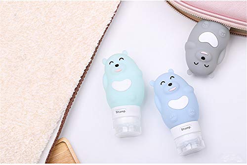 MUUZONING Botellas de Viaje de Silicona,100% BPA Gratis Recipientes rellenables portátiles a Prueba de Fugas para champú,Acondicionador,Loción,artículos de tocador(4 Unidades) -Oso Lindo