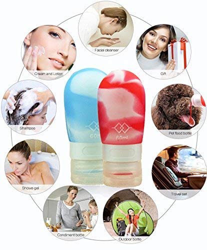 MUUZONING Botellas de Viaje de Silicona,100% BPA Gratis Recipientes rellenables portátiles a Prueba de Fugas para champú,Acondicionador,Loción,artículos de tocador(4 Unidades) -Oso Lindo