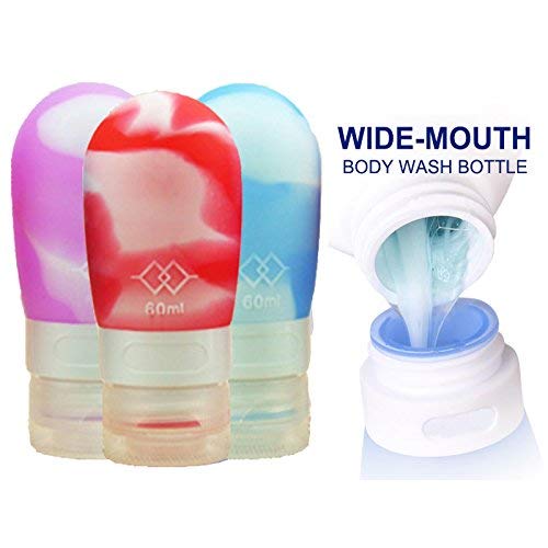 MUUZONING Botellas de Viaje de Silicona,100% BPA Gratis Recipientes rellenables portátiles a Prueba de Fugas para champú,Acondicionador,Loción,artículos de tocador(4 Unidades) -Oso Lindo