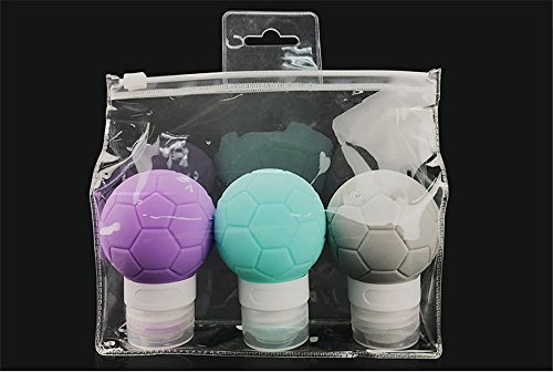 MUUZONING El fútbol Botellas de Viaje de Silicona, 100% BPA Gratis Recipientes rellenables portátiles a Prueba de Fugas para champú,Acondicionador,Loción,artículos de tocador(3 Unidades)