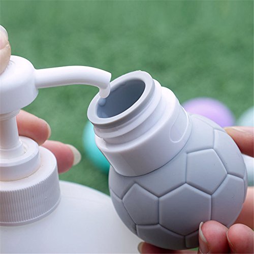 MUUZONING El fútbol Botellas de Viaje de Silicona, 100% BPA Gratis Recipientes rellenables portátiles a Prueba de Fugas para champú,Acondicionador,Loción,artículos de tocador(3 Unidades)