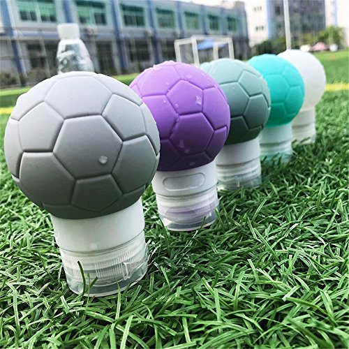 MUUZONING El fútbol Botellas de Viaje de Silicona, 100% BPA Gratis Recipientes rellenables portátiles a Prueba de Fugas para champú,Acondicionador,Loción,artículos de tocador(3 Unidades)