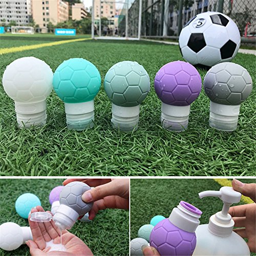 MUUZONING El fútbol Botellas de Viaje de Silicona, 100% BPA Gratis Recipientes rellenables portátiles a Prueba de Fugas para champú,Acondicionador,Loción,artículos de tocador(3 Unidades)