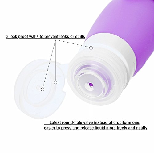 MUUZONING Forma de Bombilla Botellas de Viaje de Silicona, 100% BPA Gratis Recipientes rellenables portátiles a Prueba de Fugas para Acondicionador,Loción,artículos de tocador(4 Unidades)