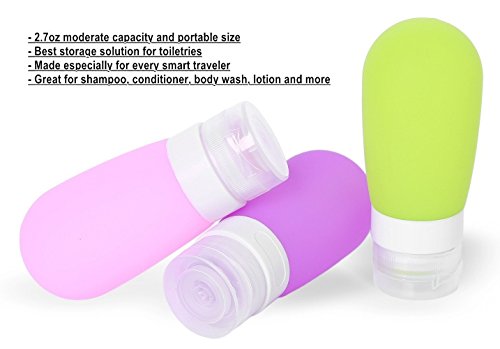 MUUZONING Forma de Bombilla Botellas de Viaje de Silicona, 100% BPA Gratis Recipientes rellenables portátiles a Prueba de Fugas para Acondicionador,Loción,artículos de tocador(4 Unidades)