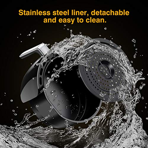 Muzili Freidora sin Aceite Mini Horno/Cocina Freidora para cocinar sin Grasa con Poca Grasa con Receta, 6 programas de cocción predeterminados, Temporizador Ajustable y Control de Temperatura 1300W 3L