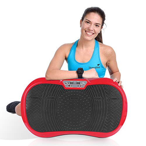 MVPower Fitness Plataforma de Vibración Ultra Plana Slim con Motor Silencioso | Pantalla LCD + Nivel 120 | Incluye Control Remoto, Bandas de Entrenamiento | Cargables hasta 180 kg