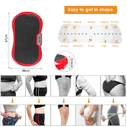 MVPower Fitness Plataforma de Vibración Ultra Plana Slim con Motor Silencioso | Pantalla LCD + Nivel 120 | Incluye Control Remoto, Bandas de Entrenamiento | Cargables hasta 180 kg