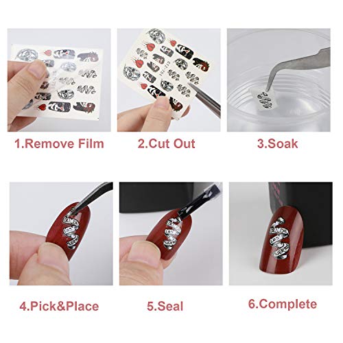 Mwoot 25 Hojas Halloween Pegatinas Uñas, 3D Pegatina Decoracion para las Uñas Decal DIY Etiqueta Decoración Arte Adhesivos