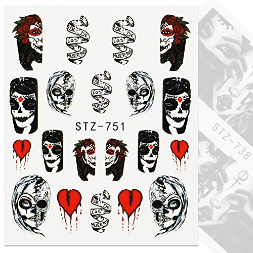 Mwoot 25 Hojas Halloween Pegatinas Uñas, 3D Pegatina Decoracion para las Uñas Decal DIY Etiqueta Decoración Arte Adhesivos