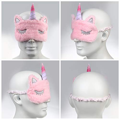 MWOOT 4 Piezas Unicornio Máscara para Dormir, Antifaz suave y ligera para dormir para niñas, adolescentes, mujeres, cubierta para los ojos, fiesta de unicornio