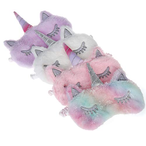 MWOOT 4 Piezas Unicornio Máscara para Dormir, Antifaz suave y ligera para dormir para niñas, adolescentes, mujeres, cubierta para los ojos, fiesta de unicornio