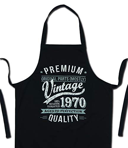 My Generation Gifts 1970 Vintage Year - Aged To Perfection - 50 Cumpleaños Regalos / 30 años Delantal para Hombre Negro
