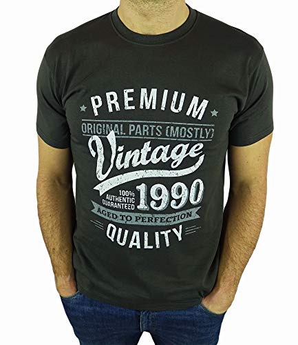 My Generation Gifts Vintage Year - Aged to Perfection - 30 Cumpleaños Años - Regalo de Cumpleaños Camiseta para Hombre - Gris De Carbón M