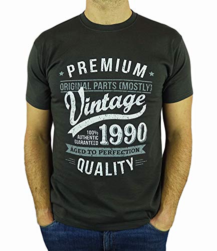 My Generation Gifts Vintage Year - Aged to Perfection - 30 Cumpleaños Años - Regalo de Cumpleaños Camiseta para Hombre - Gris De Carbón M