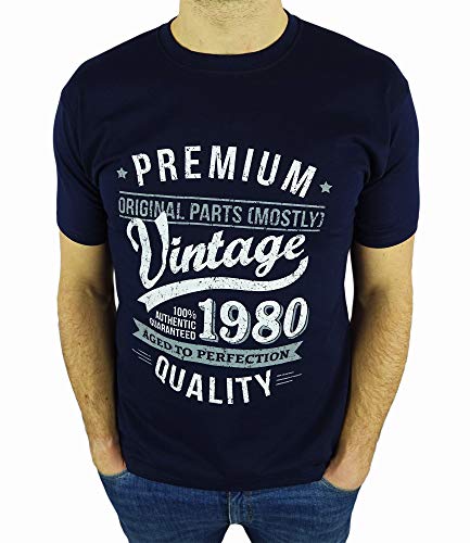 My Generation Gifts Vintage Year - Aged to Perfection - 40 Cumpleaños Años - Regalo de Cumpleaños Camiseta para Hombre - Azul Marino L