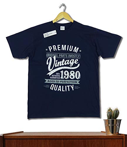 My Generation Gifts Vintage Year - Aged to Perfection - 40 Cumpleaños Años - Regalo de Cumpleaños Camiseta para Hombre - Azul Marino L