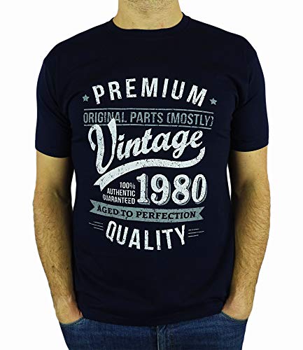 My Generation Gifts Vintage Year - Aged to Perfection - 40 Cumpleaños Años - Regalo de Cumpleaños Camiseta para Hombre - Azul Marino L