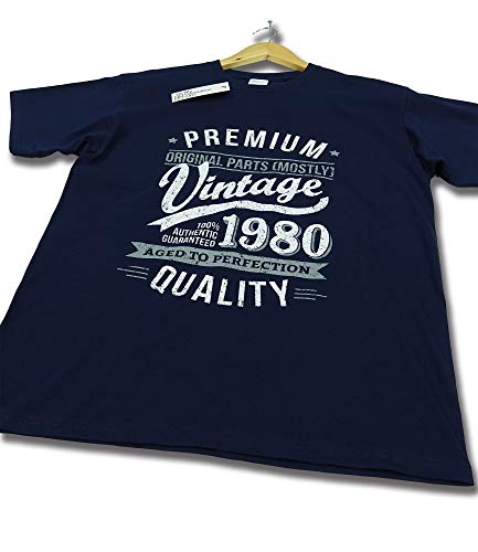 My Generation Gifts Vintage Year - Aged to Perfection - 40 Cumpleaños Años - Regalo de Cumpleaños Camiseta para Hombre - Azul Marino XL