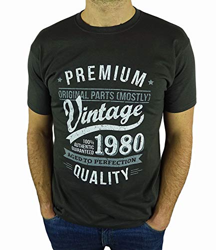 My Generation Gifts Vintage Year - Aged to Perfection - 40 Cumpleaños Años - Regalo de Cumpleaños Camiseta para Hombre - Gris De Carbón XL