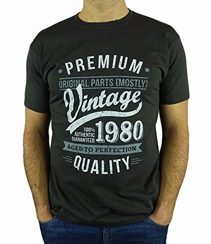 My Generation Gifts Vintage Year - Aged to Perfection - 40 Cumpleaños Años - Regalo de Cumpleaños Camiseta para Hombre - Gris De Carbón XL