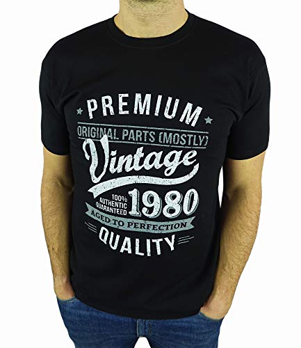 My Generation Gifts Vintage Year - Aged to Perfection - 40 Cumpleaños Años - Regalo de Cumpleaños Camiseta para Hombre - Negro 2XL